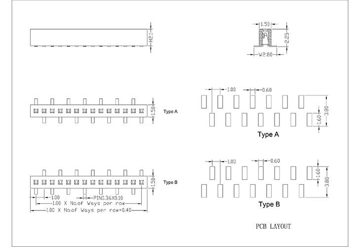 1.00 mm Female Header Single Row SMT Type FHBM01-XXSXXXX